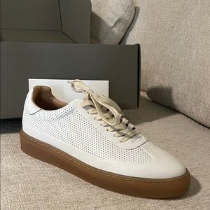 Hidden White Men's White Perforated Leather with Tan Sole new sneakers sz 10